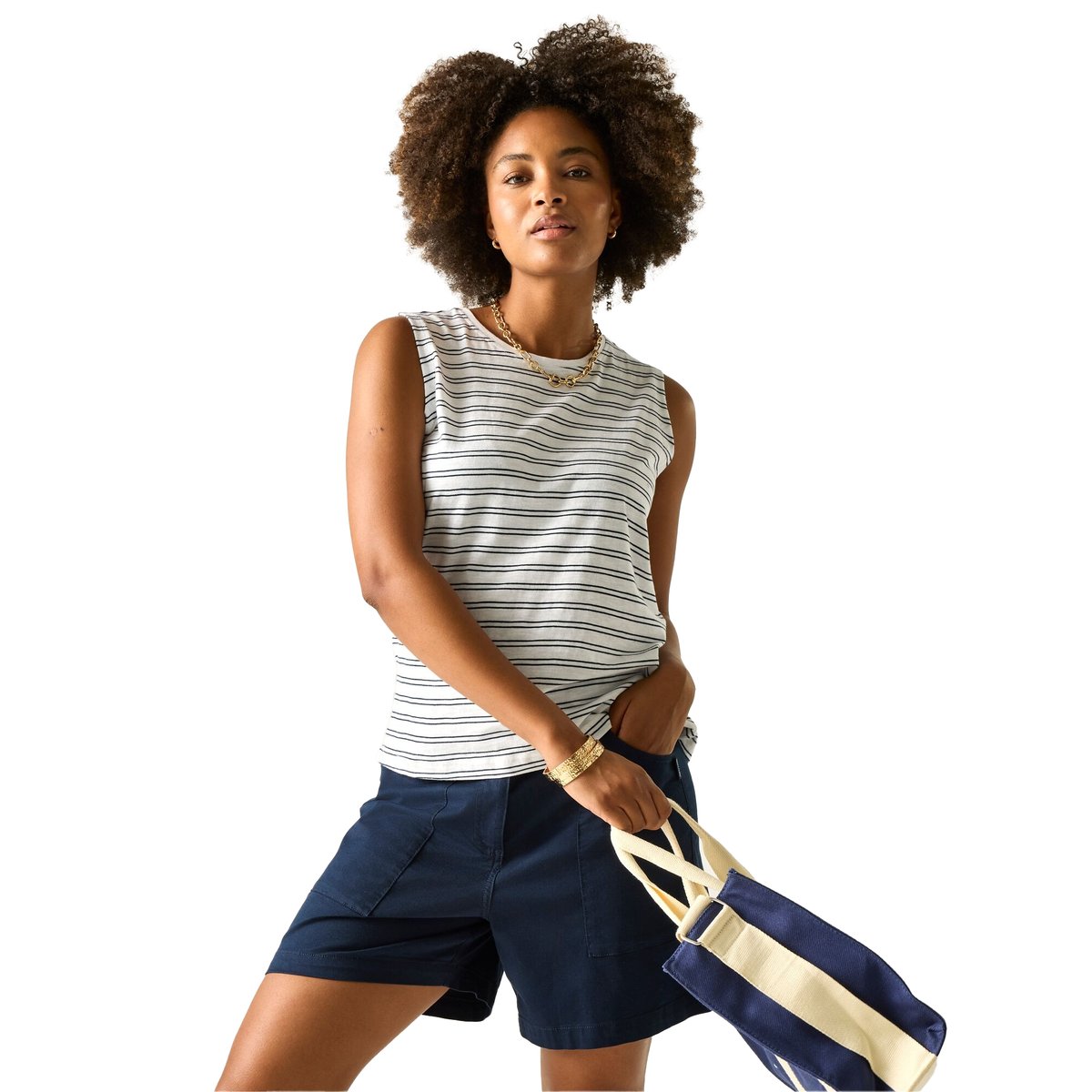 Débardeur FARIENE blanc / bleu marine, REGATTA