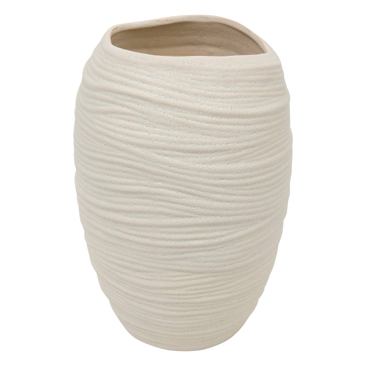 Vase cylindre organique en grès PRUDI blanc, ATMOSPHERA