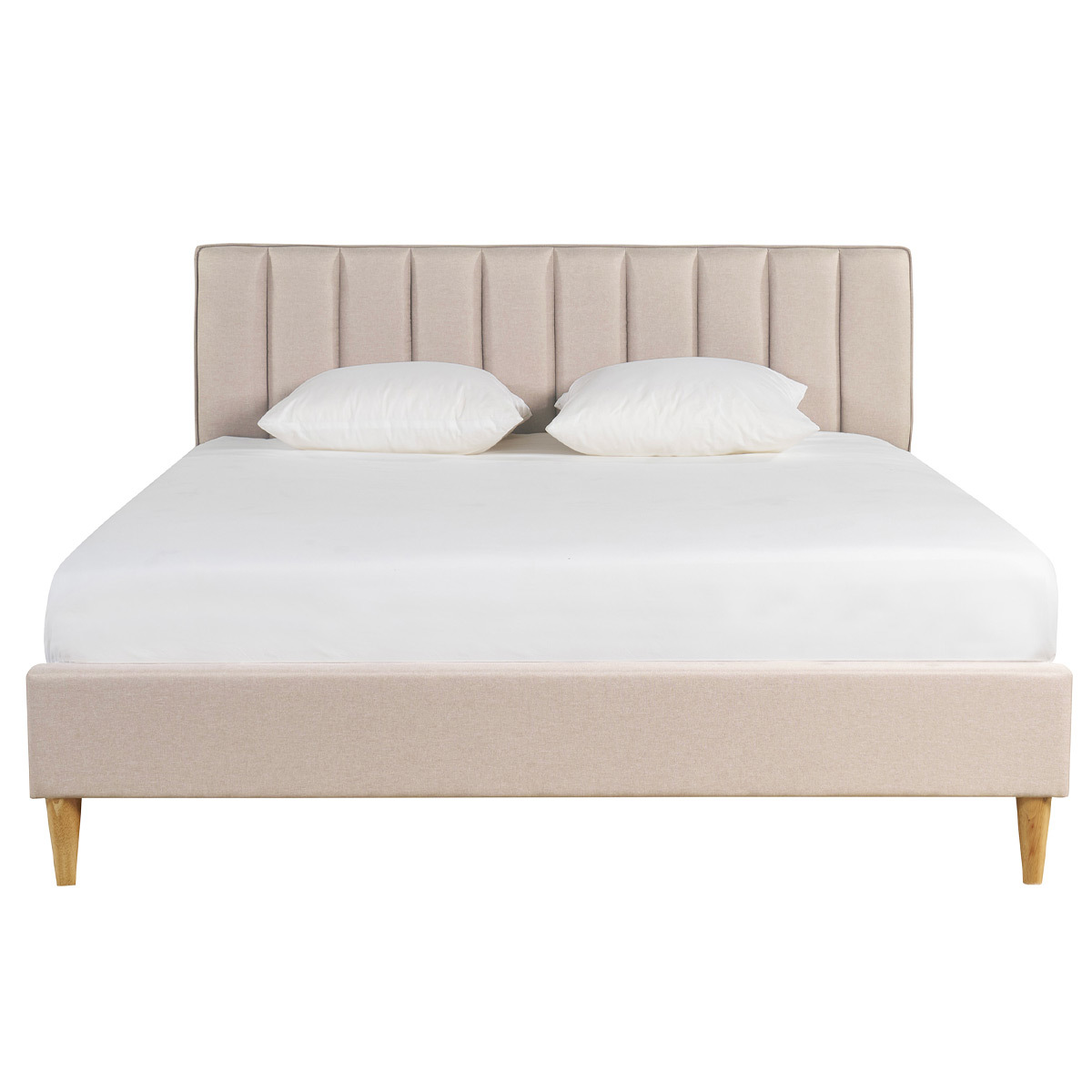 Lit 2 places 160x200 cm en tissu beige DIANE beige, MILIBOO