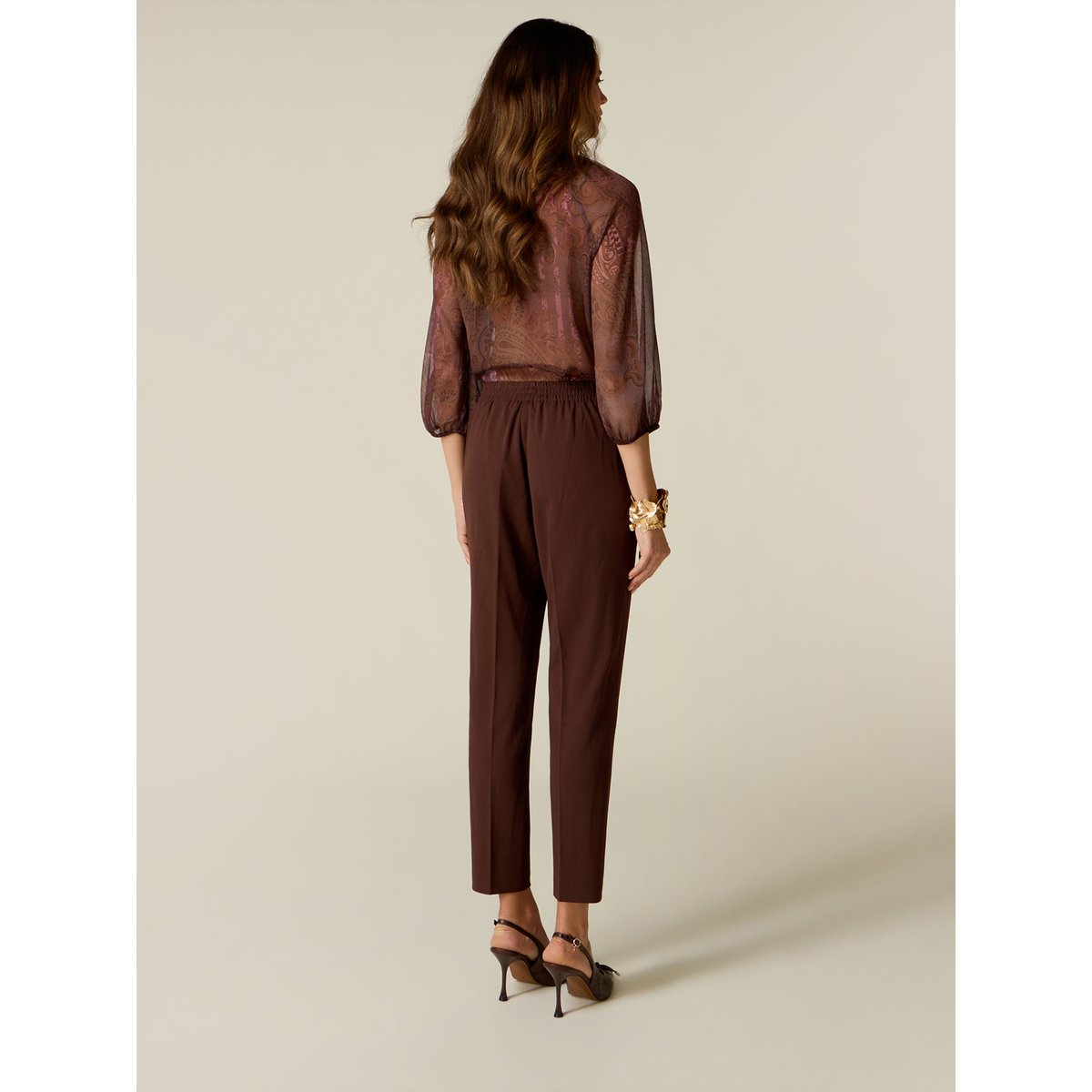 Pantalon coupe droite marron, OLTRE