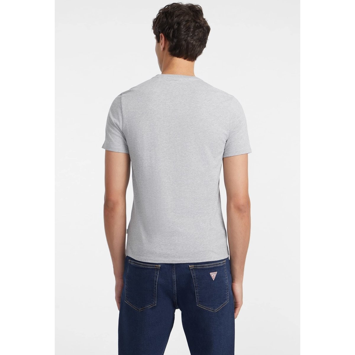 T-Shirt Slim Logo Brodé gris, GUESS JEANS