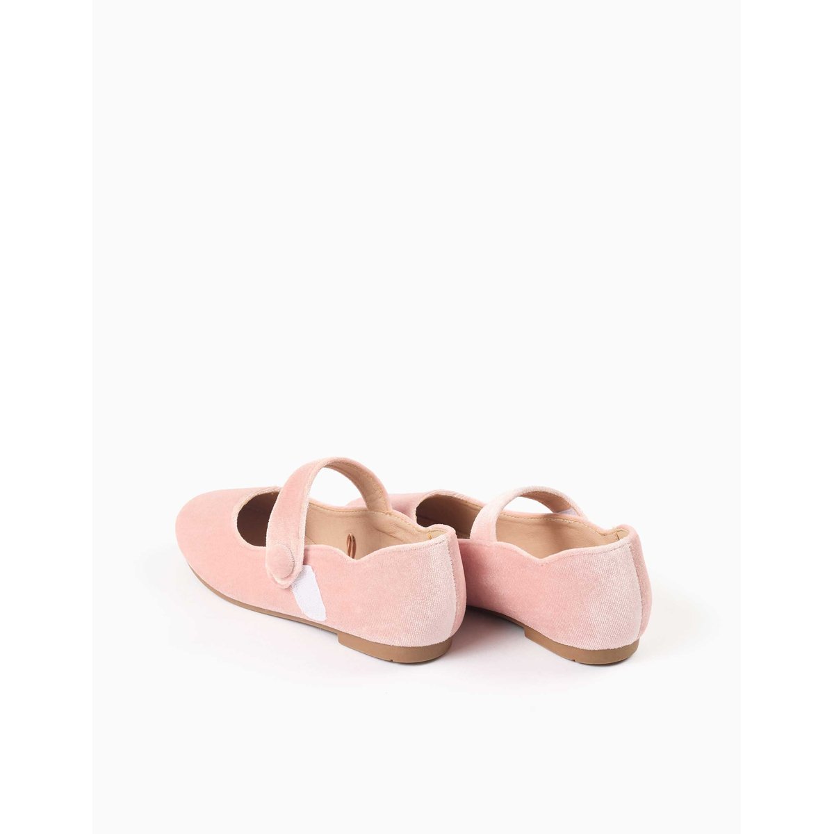 Ballerines en velours avec fermeture à scratch rose, ZIPPY