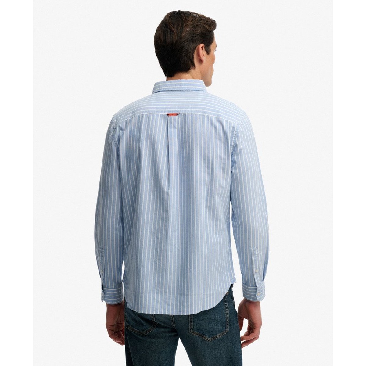 Chemise Oxford Essentielle à Manches Longues rayé bleu courtier, SUPERDRY