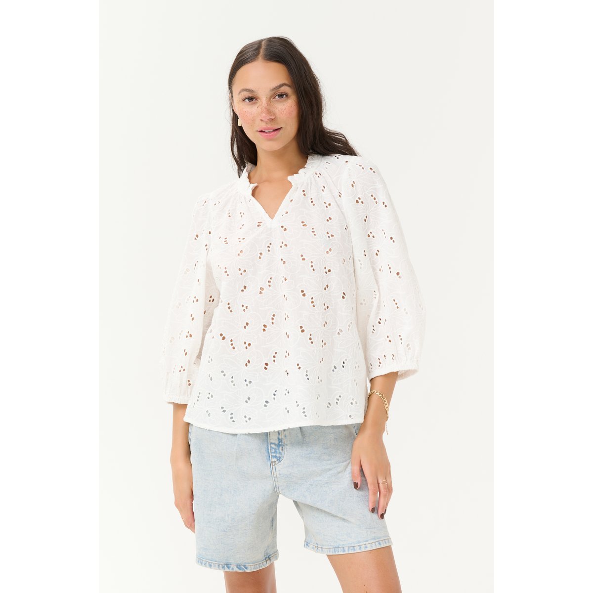 Blouse with long sleeve blanc chalk, KAFFE
