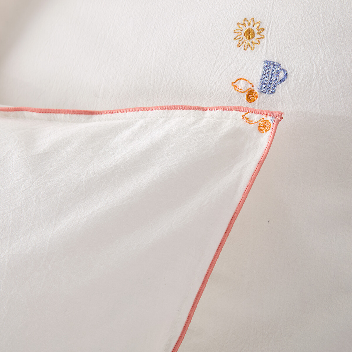 Somero Embroidered Cotton Vintage Pillowcase white, LA REDOUTE INTERIEURS