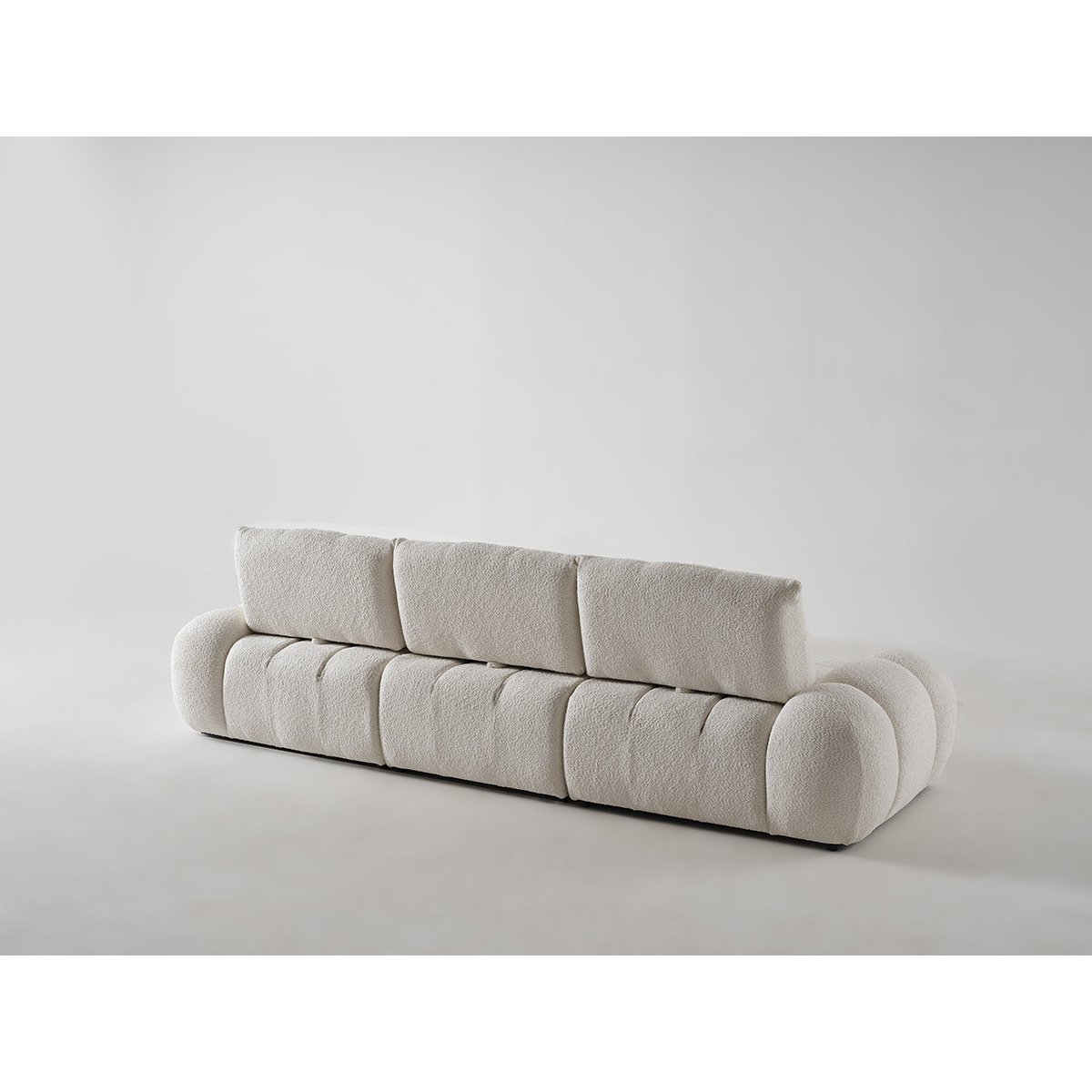 Canapé droit fixe 3 places en tissu bouclette, APOLLON blanc, BOBOCHIC