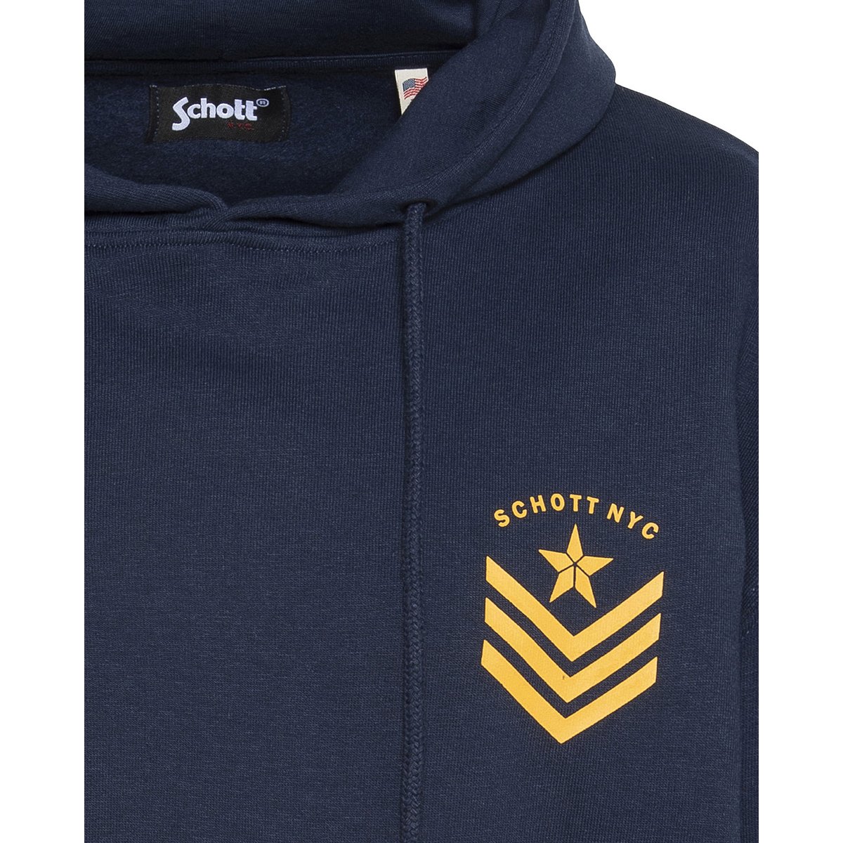 Sweatshirt imprimé army à capuche marine, SCHOTT