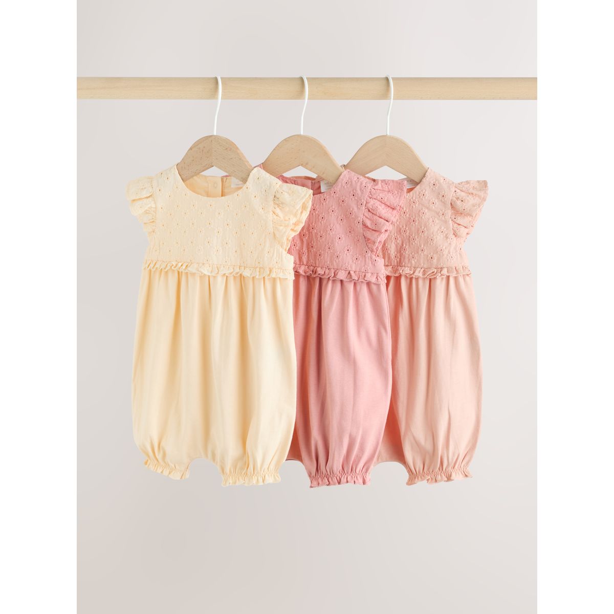 Barboteuse bébé brodée, lot de 3 rose, NEXT