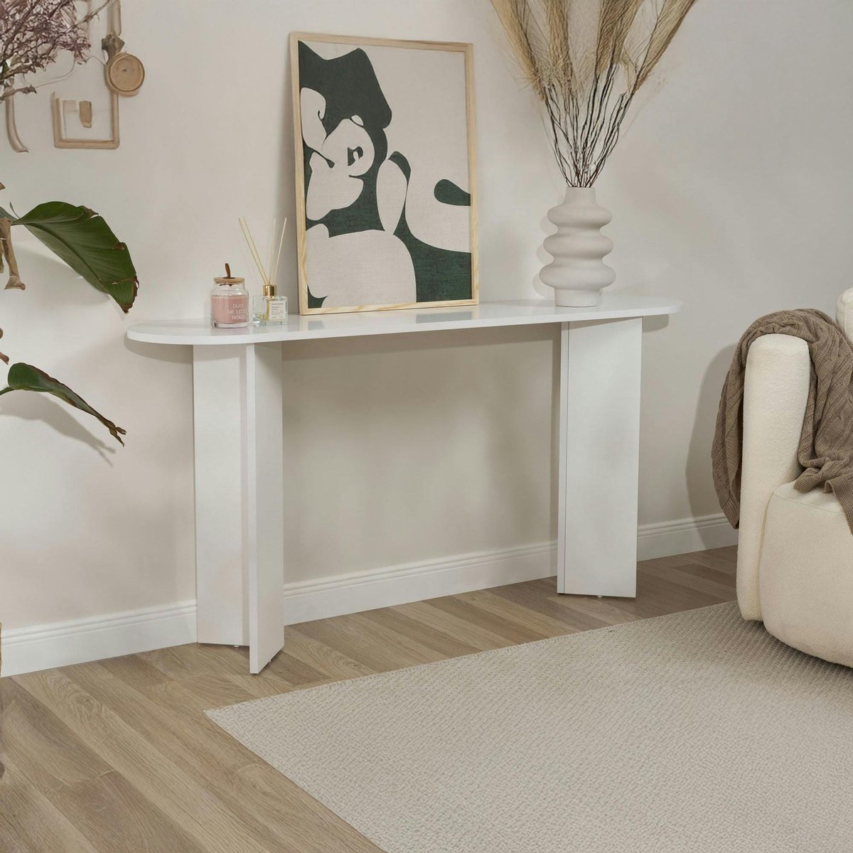 Console design - pieds en V MARFA blanc, PIER IMPORT