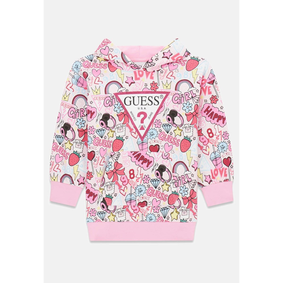 Robe À Capuche Imprimée rose multi, GUESS KIDS