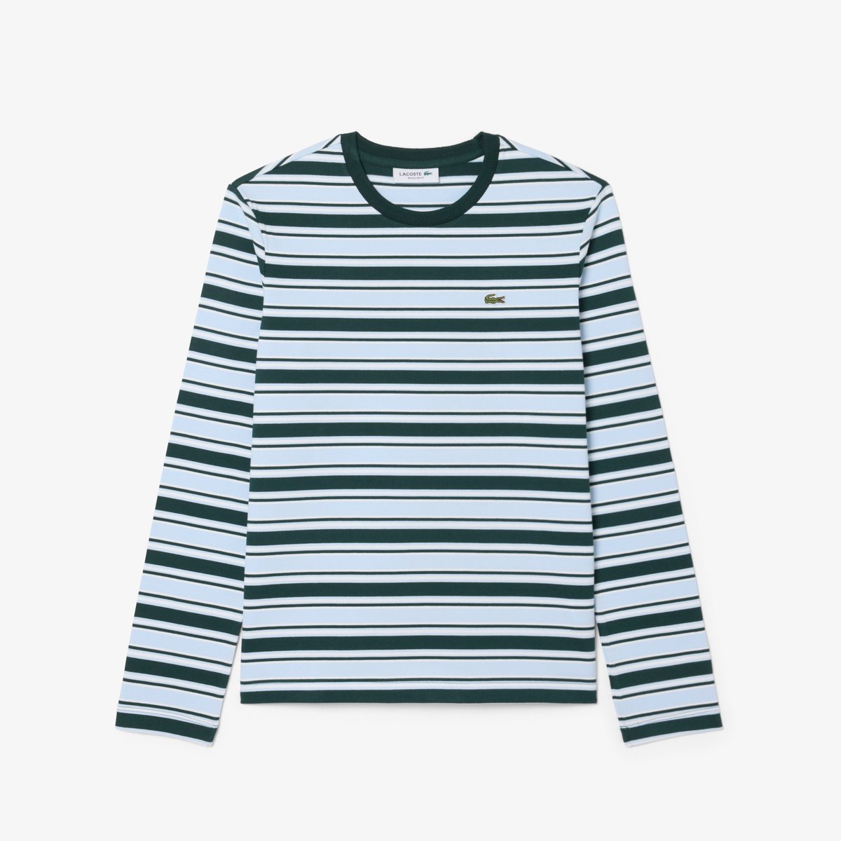 T-shirt manches longues jersey rayé vert-vp6, LACOSTE