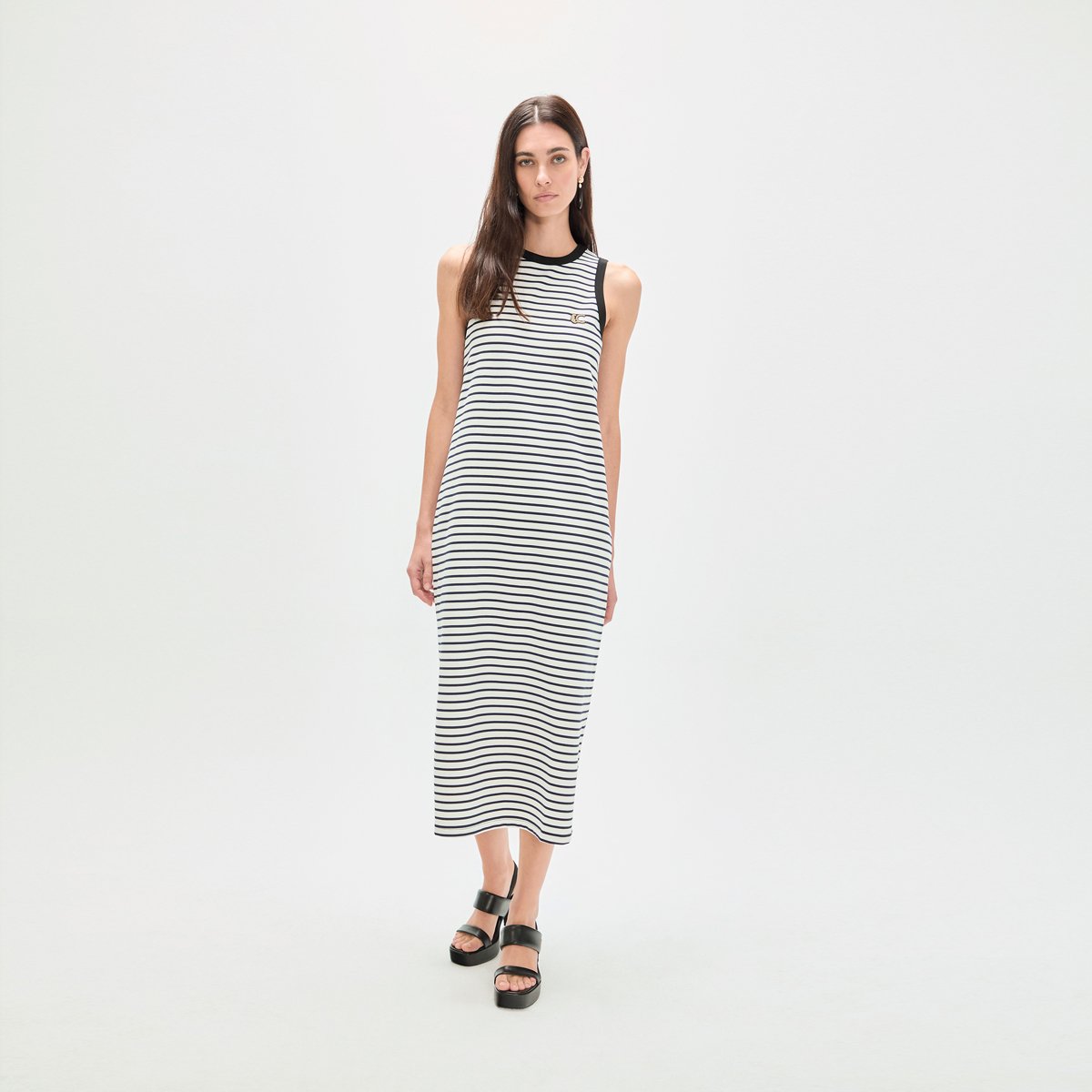 Robe longue sans manches à rayures blanc, LOLA CASADEMUNT