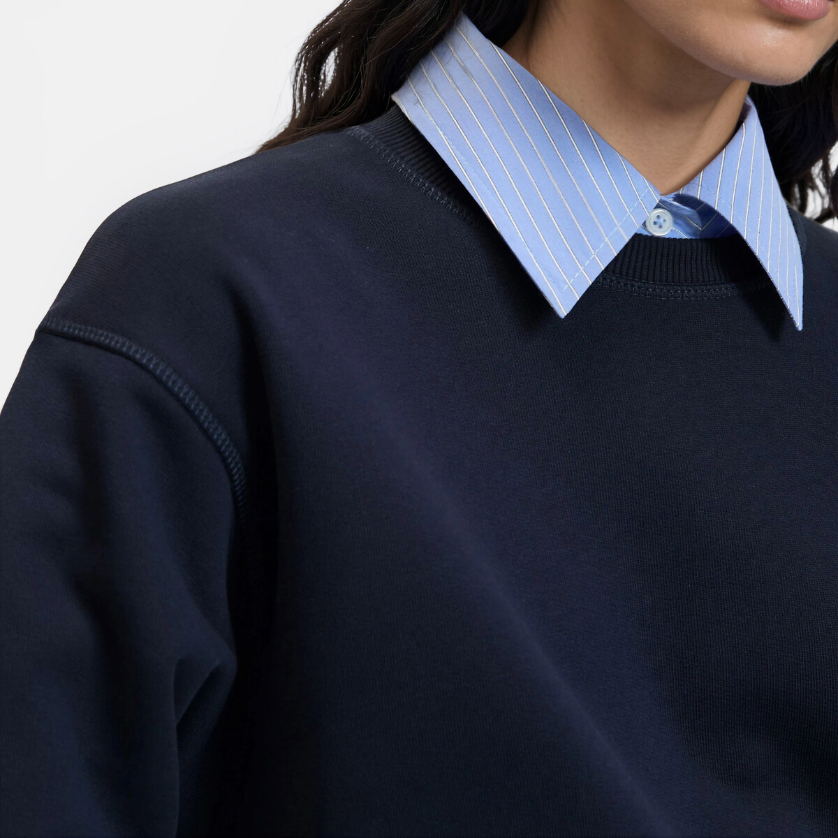 Crew Neck Sweatshirt in Loose Fit navy blue, LA REDOUTE COLLECTIONS