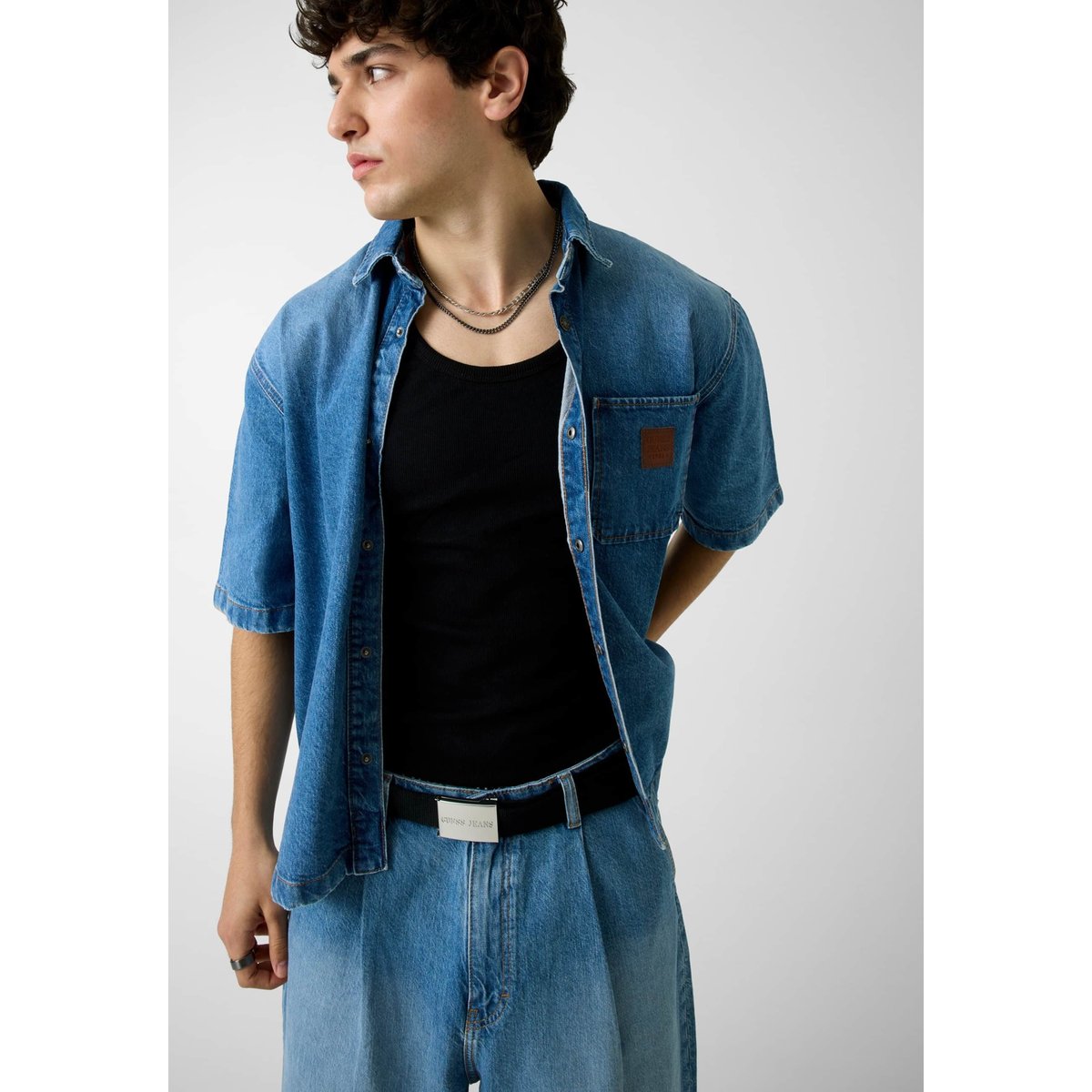 Chemise En Denim Oversize bleu, GUESS JEANS