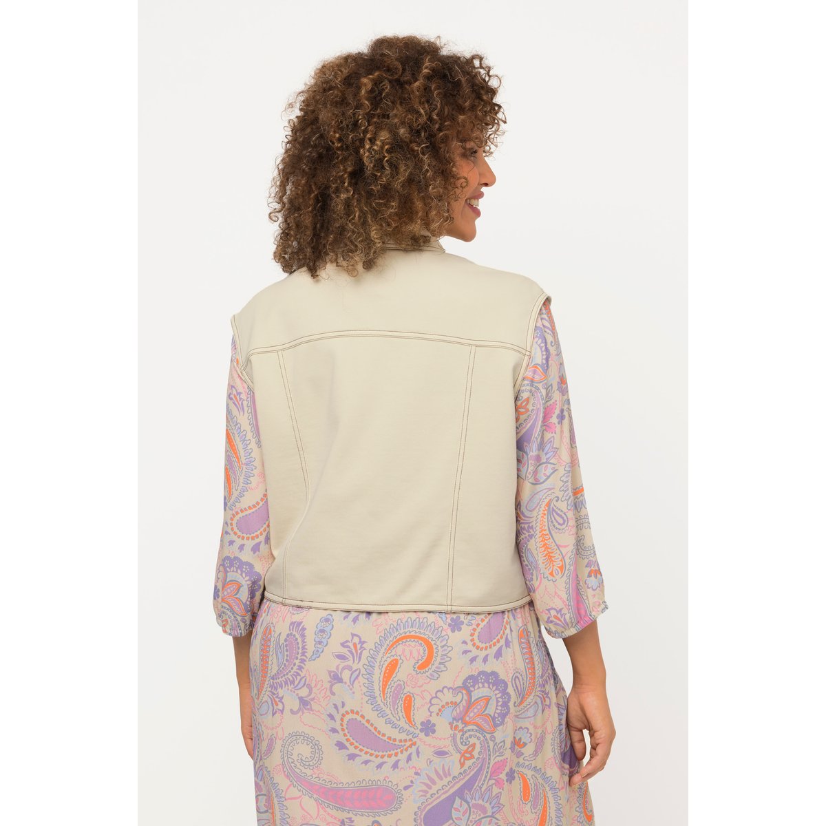 Gilet en molleton, coutures épaisses ivoire, ULLA POPKEN