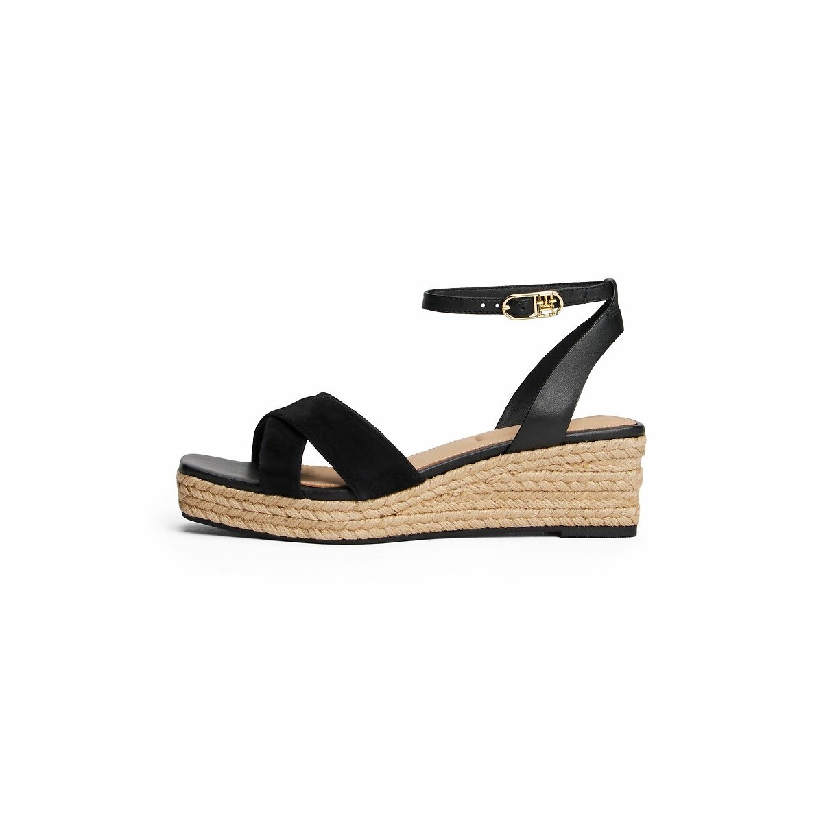 Leather Wedge Sandals black, TOMMY HILFIGER