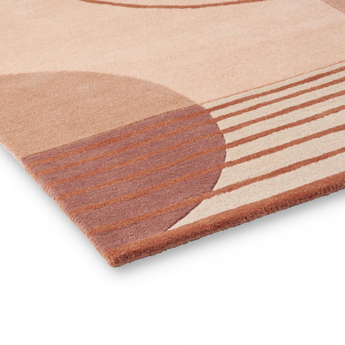 Tapis salon et chambre DELOLA, fait à la main motif géométrique crème, violet, rose doux, UN AMOUR DE TAPIS