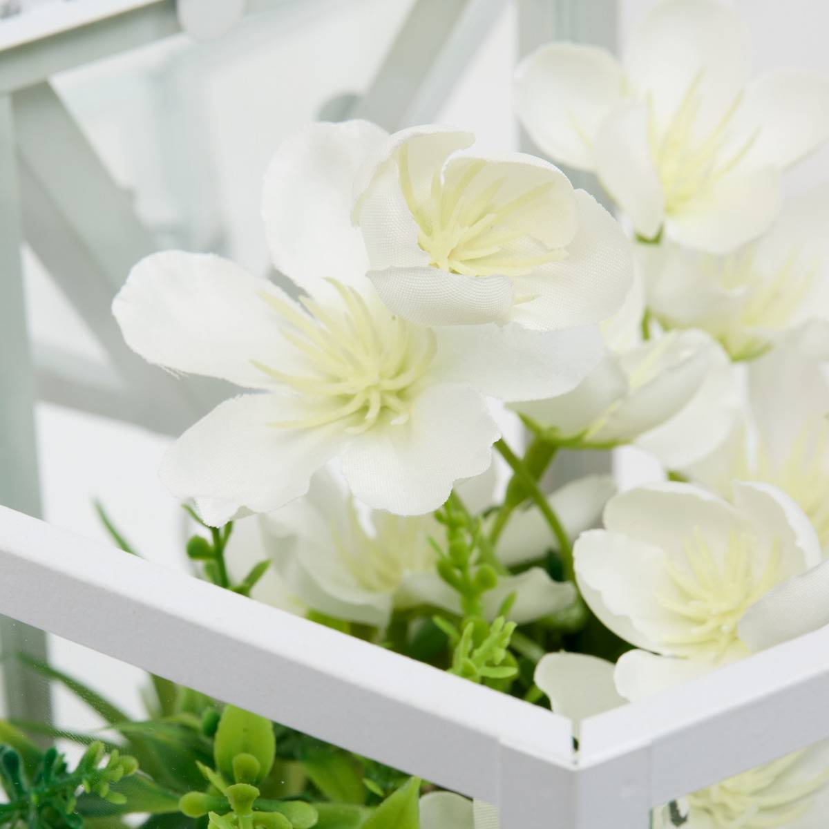 Cage terrarium Fleur artificiellle H23 cm FLEUR DE ROSE blanc, ATMOSPHERA