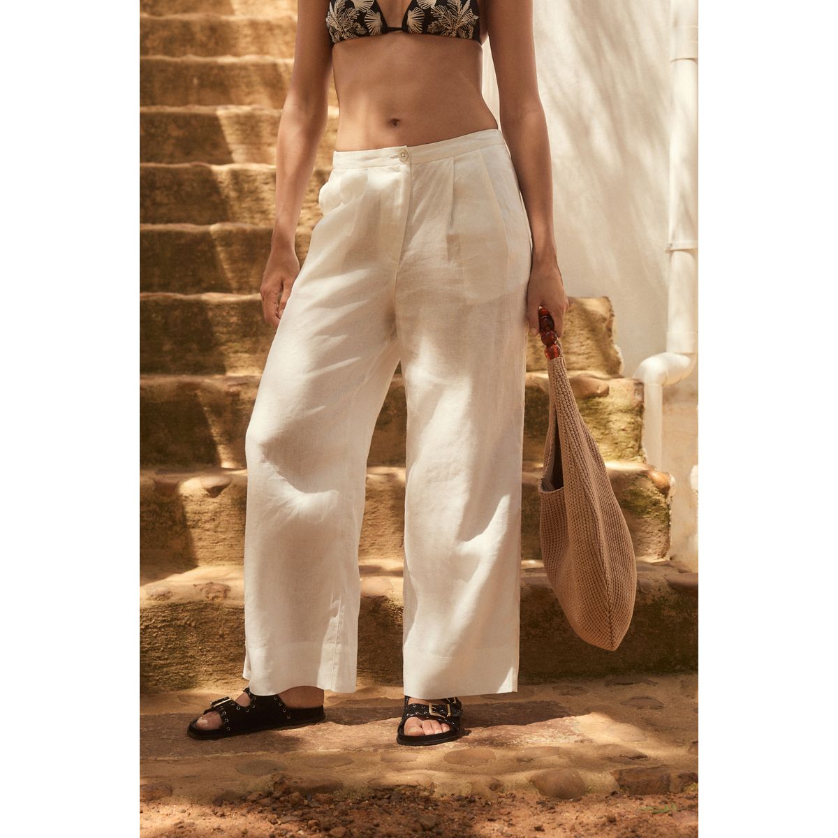 Pantalon large haut de gamme blanc, NEXT