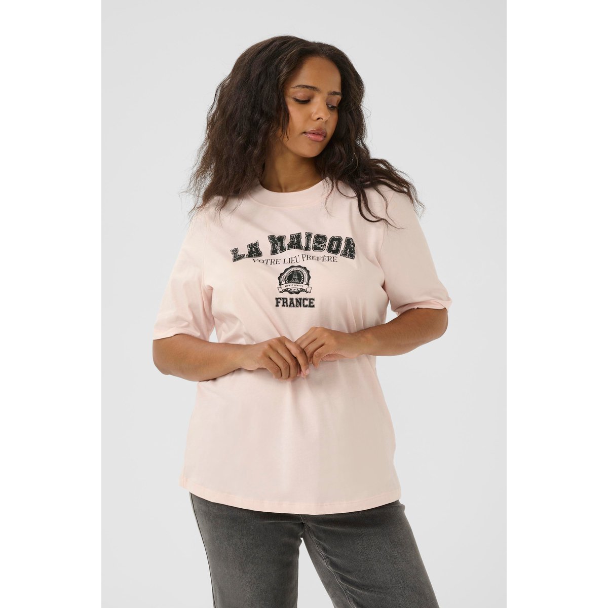 T-shirt à manches courtes rose lotus, KAFFE CURVE