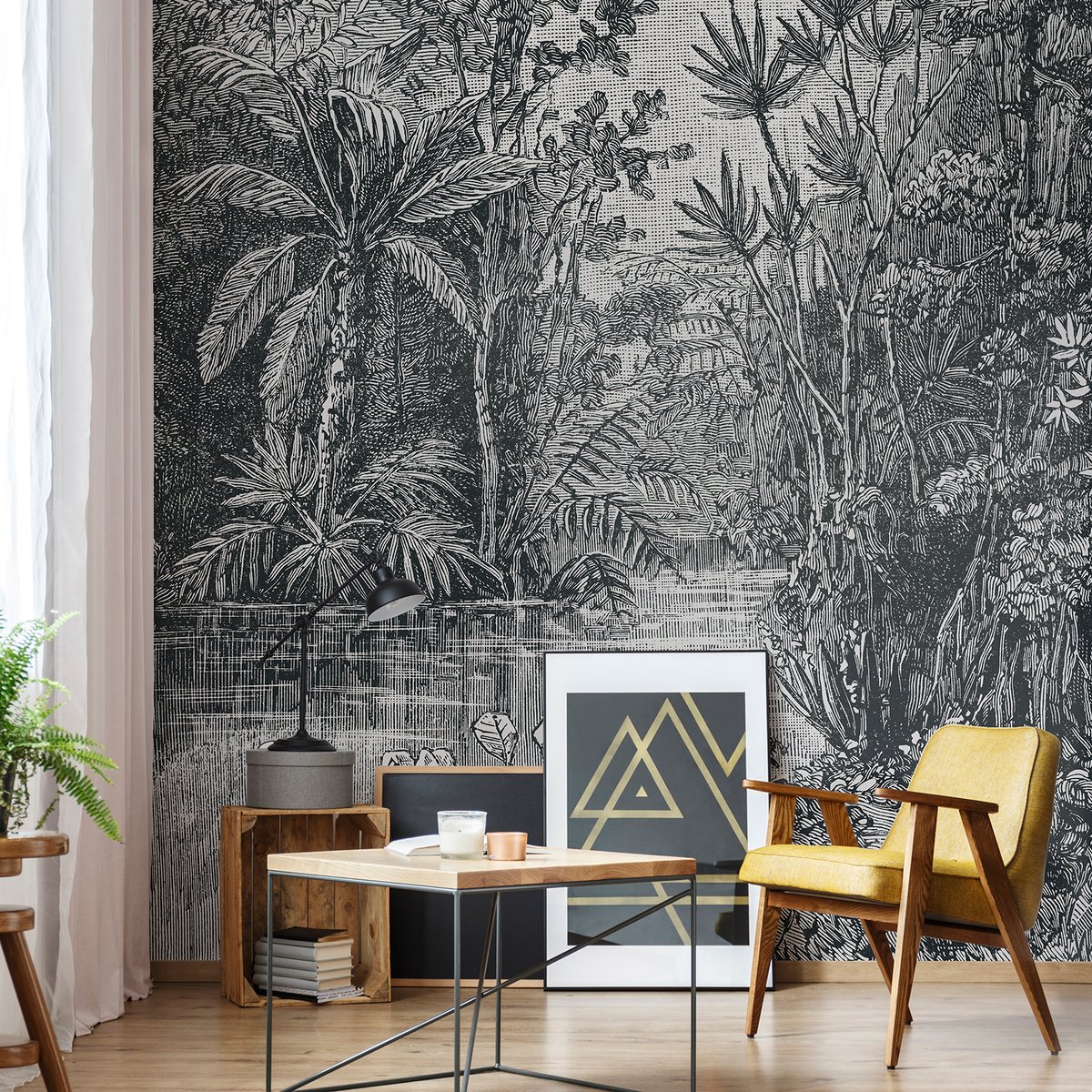 Papier peint panoramique Jungle gris, ART FOR THE HOME