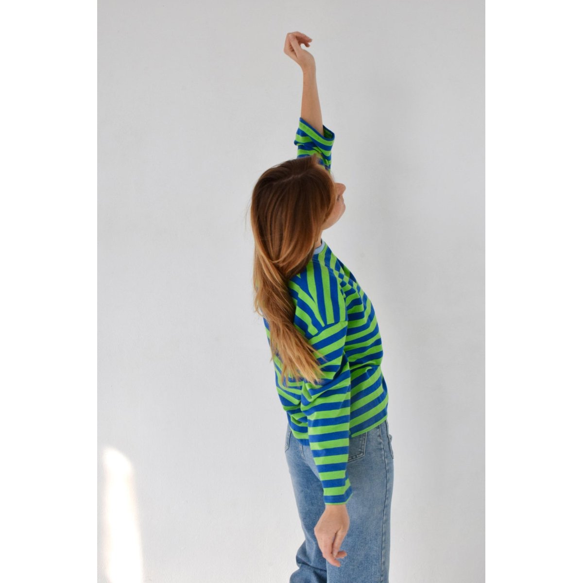 T-shirt rayé manches longues NÚRIA vert / bleu marine, MINDTRAVELER