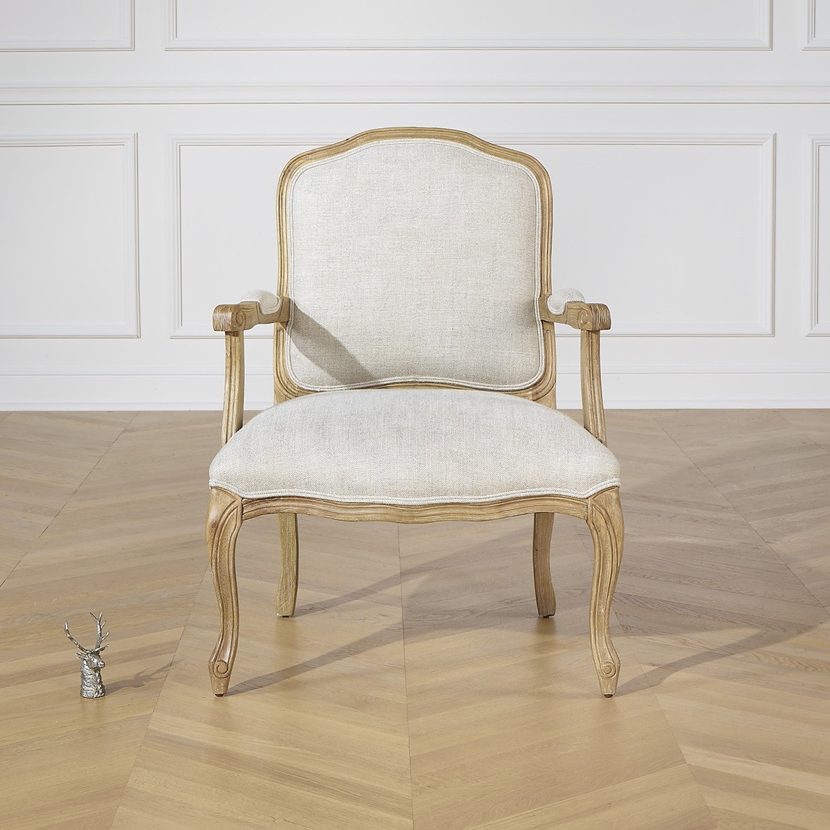Fauteuil en hévéa et lin premium INES lin, ROBIN DES BOIS