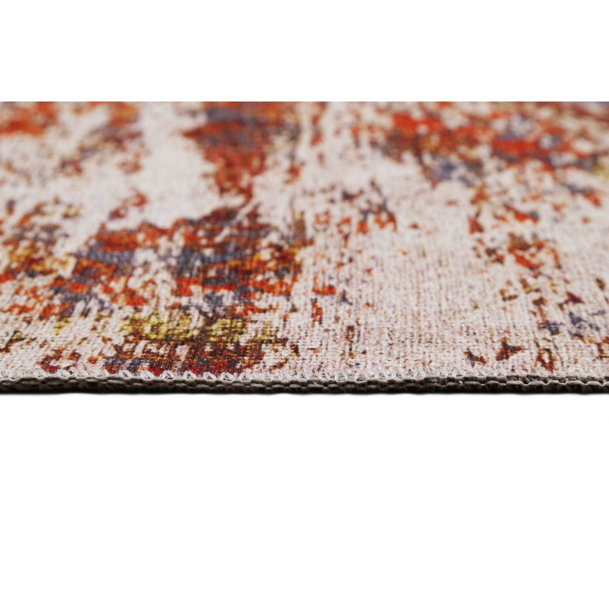 Tapis plat motif vintage effet usé ,  Focus beige,orange,jaune, WECON HOME