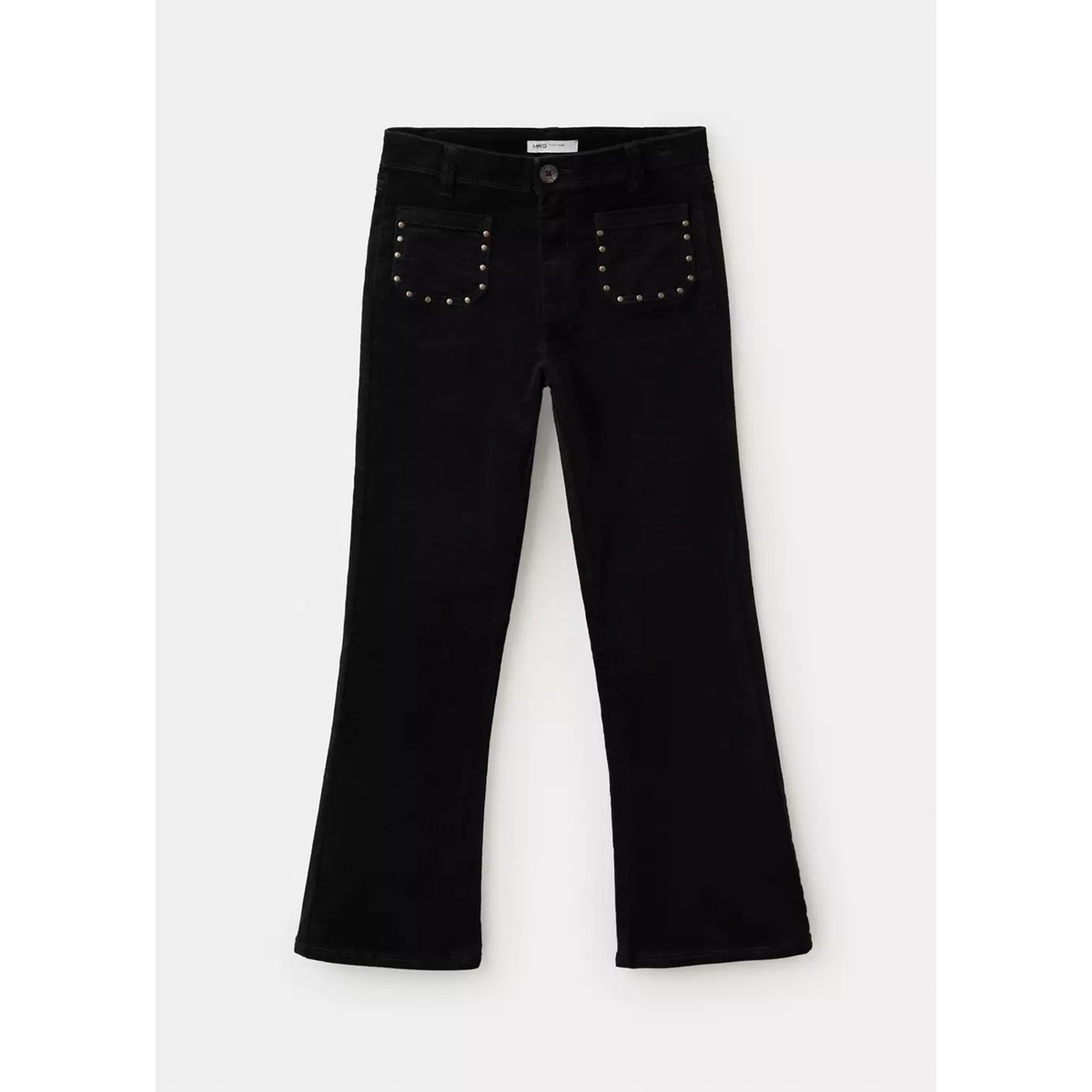 Pantalon flare velours côtelé à clous noir, MANGO KIDS