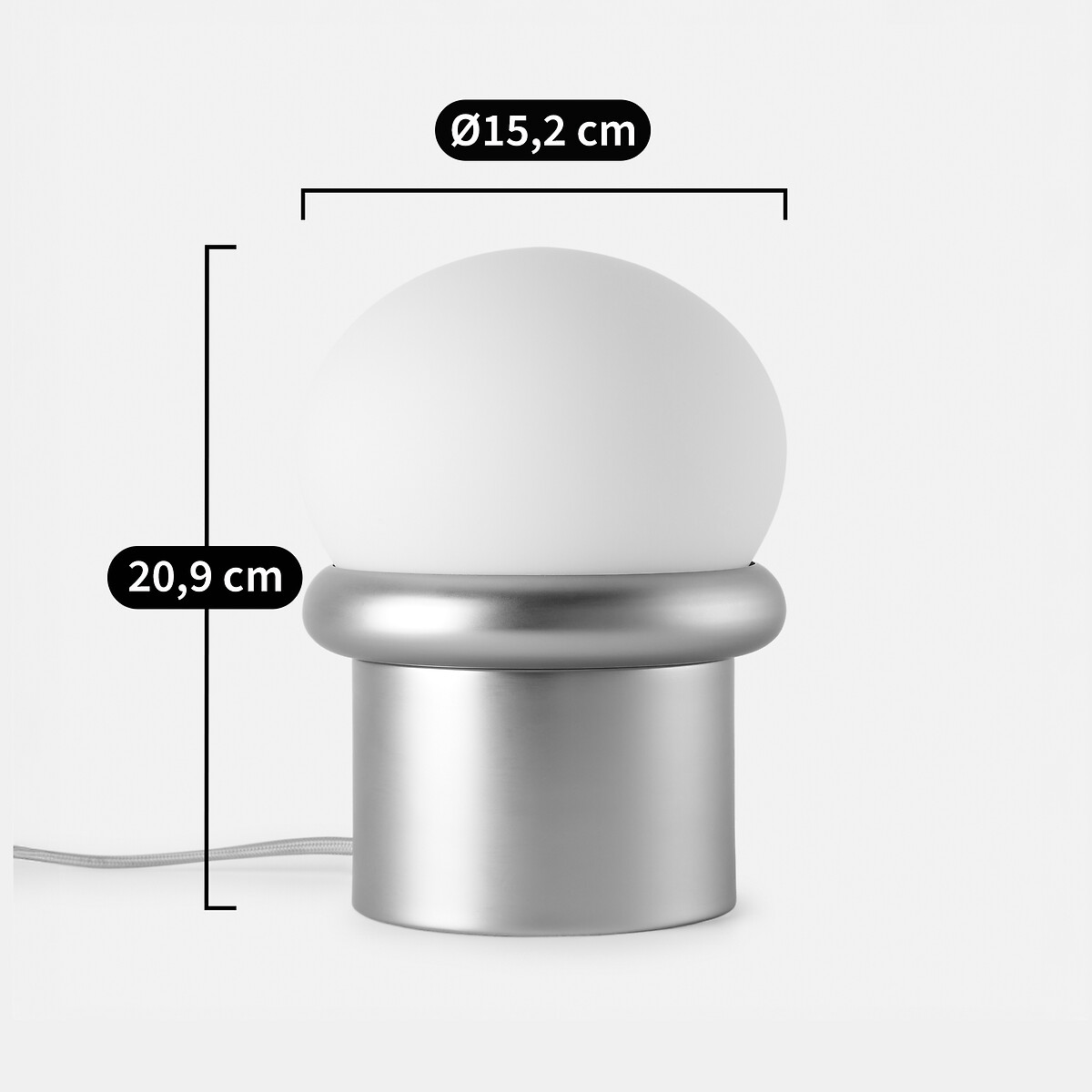 Lampe à poser en métal fer chromé et verre opalin, CALAN chrome, LA REDOUTE INTERIEURS