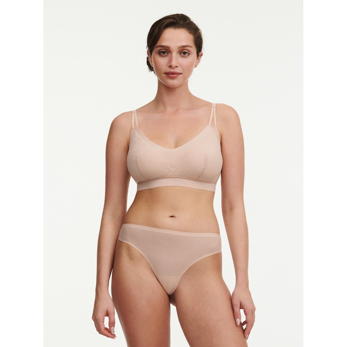 Bralette dentelle à coques SOFTSTRETCH beige doré, CHANTELLE