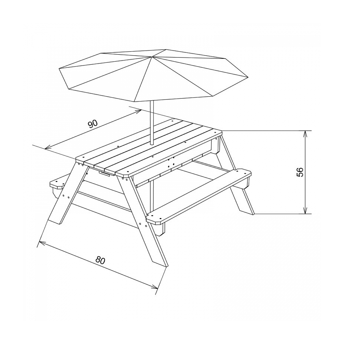 AXI Table sable et eau NICK Anthracite avec parasol Bleu Gris 90x80x56cm couleur unique, AXI HOUSE