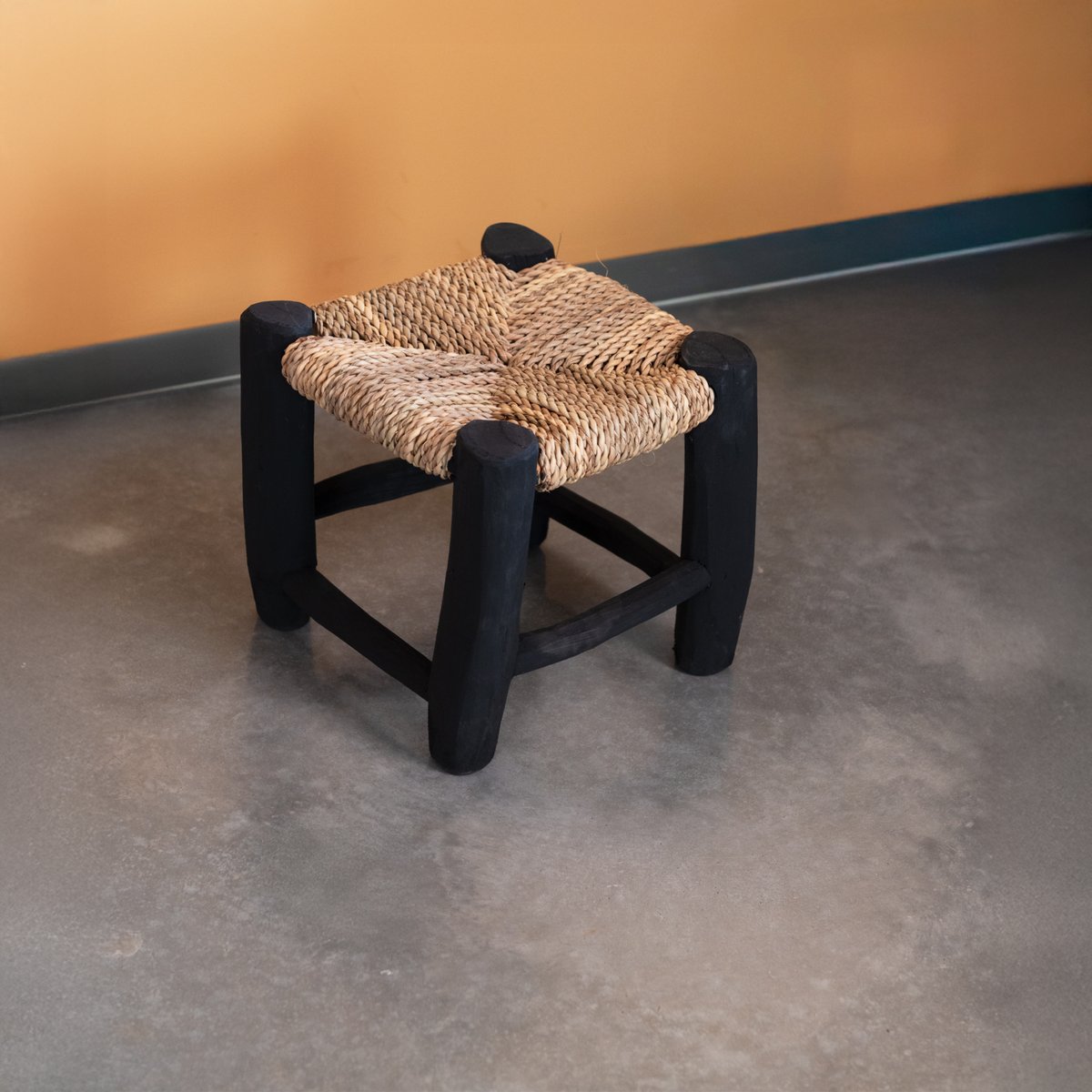 Tabouret marocain noir en bois -  LOJI noir, HOME MAISON