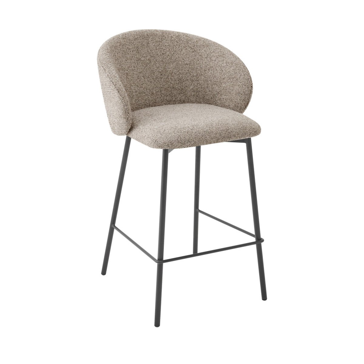 Lot de 2 tabourets de bar en tissu et métal H66cm- VALOM marron chiné, DRAWER