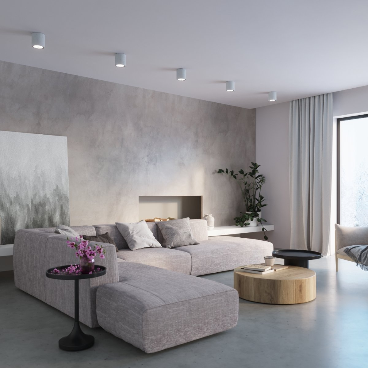 Plafonnier Béton Gris GU10 1 Cullo gris, EDEN