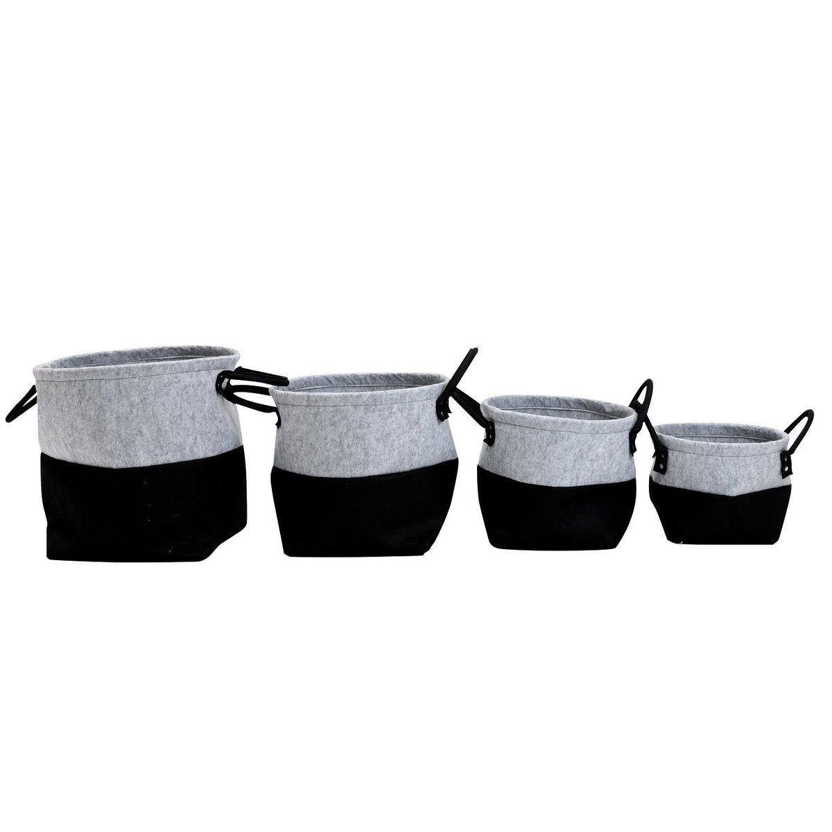 Ensemble de 4 paniers de rangement empilables en feutre gris, TOILINUX