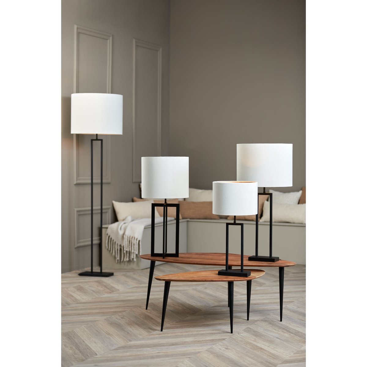 Abat-Jour Velours VELOURS blanc cassé, LIGHT & LIVING