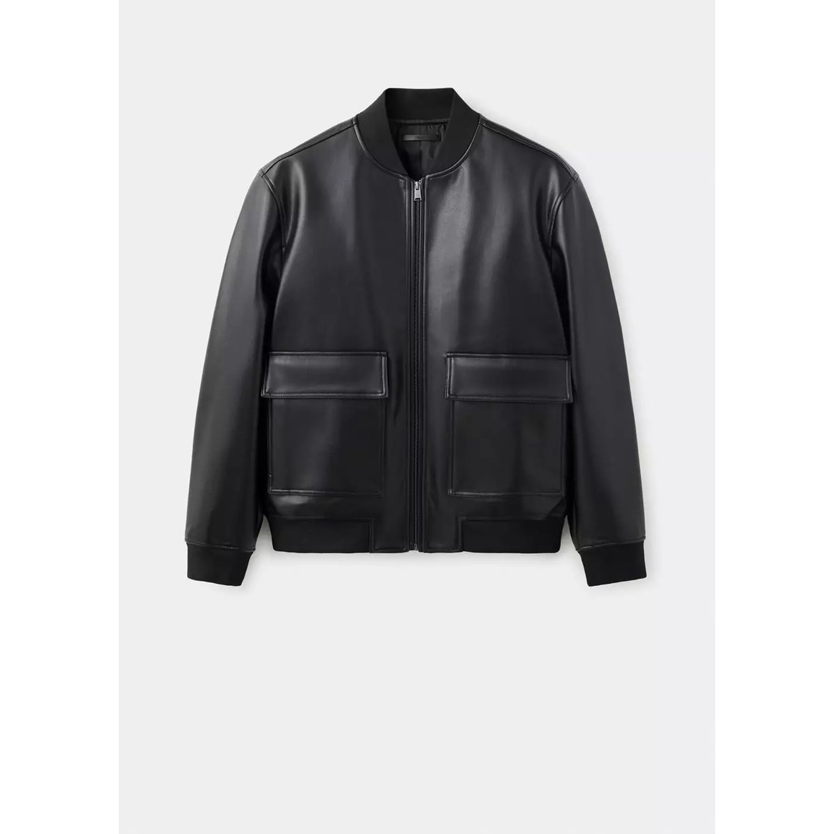 Blouson bomber simili-cuir noir, MANGO MAN