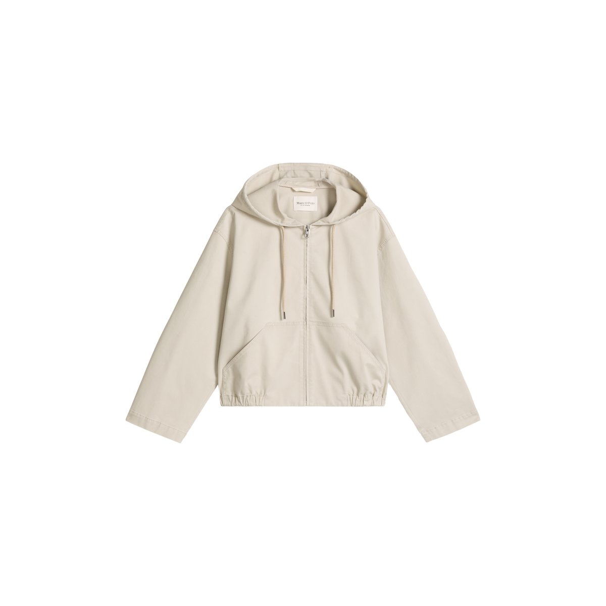 Blouson avec capuche loose en sergé de coton brossé gris clair, MARC O'POLO