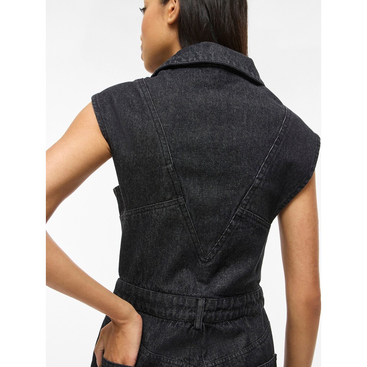 Combi-pantalon en jean sans manches denim noir, VILA