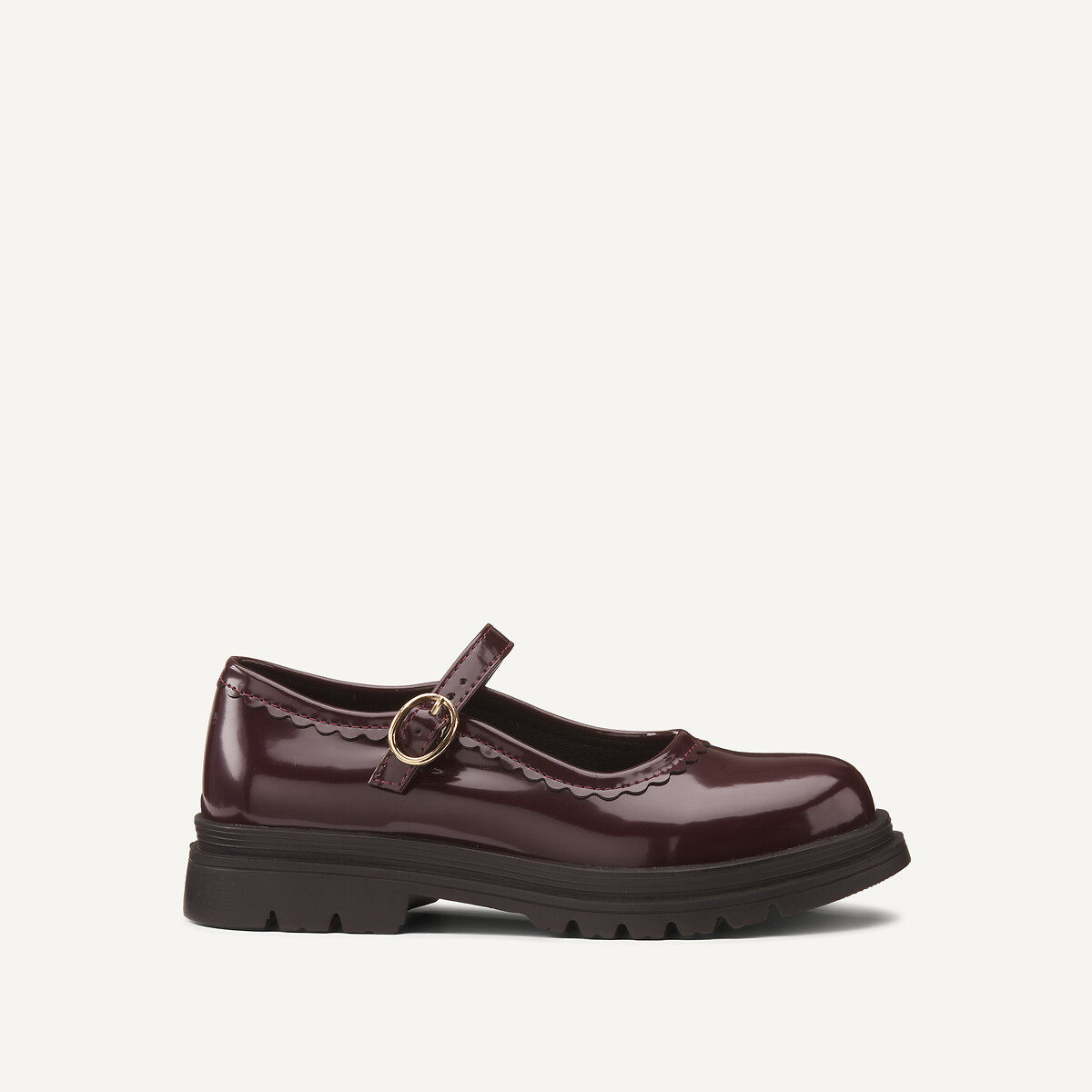 Kids Patent Notched Sole Mary Jane Ballet Pumps burgundy, LA REDOUTE COLLECTIONS