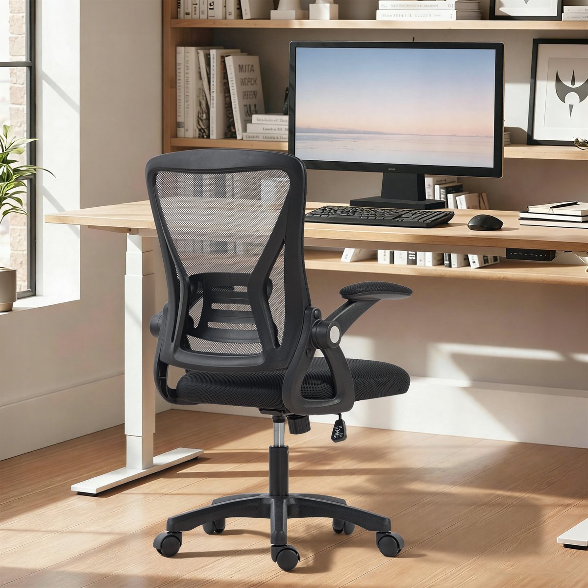 Chaise de bureau Maille (100 % polyester) noir, HOMCOM