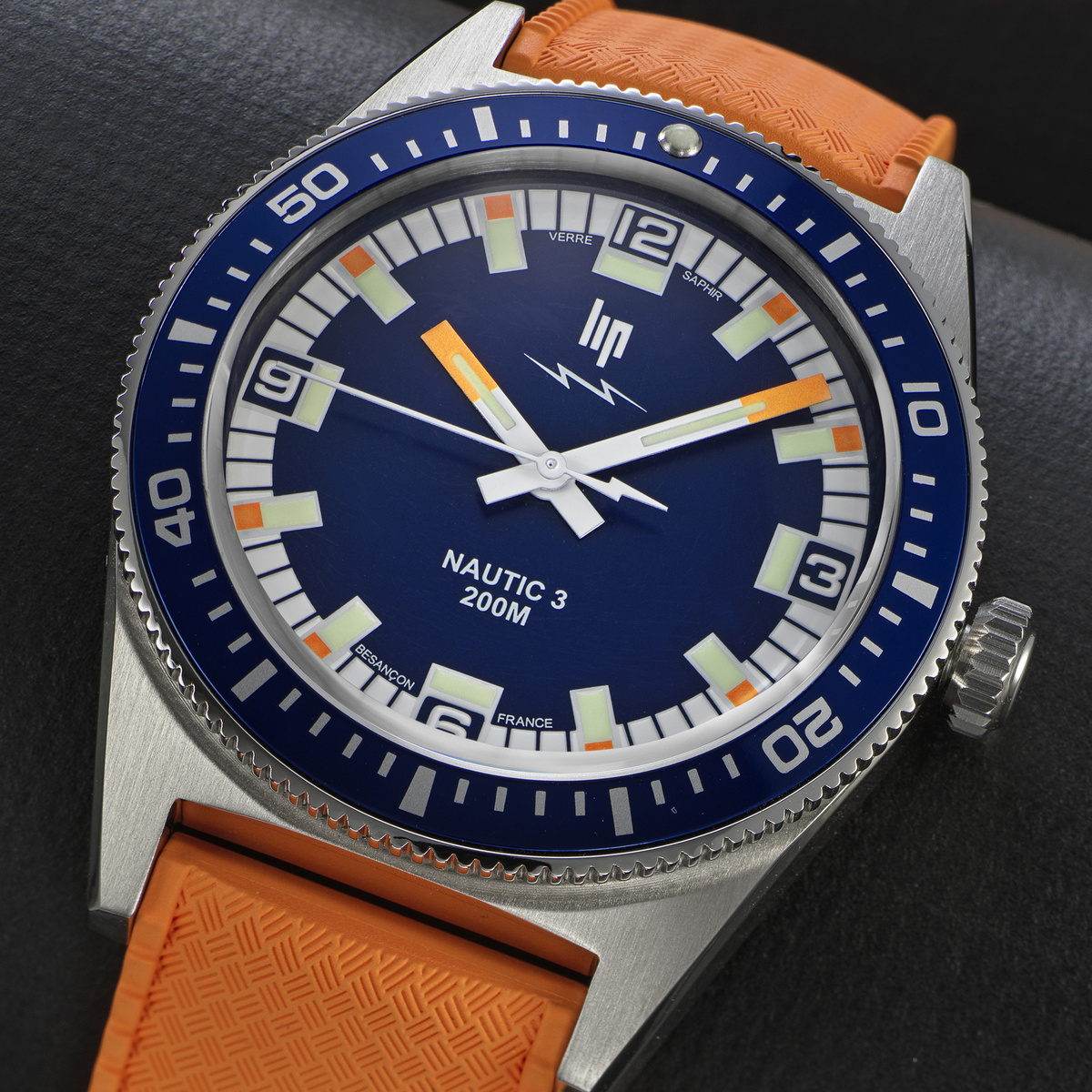 Montre Analogique  NAUTIC argenté bleu orange, LIP