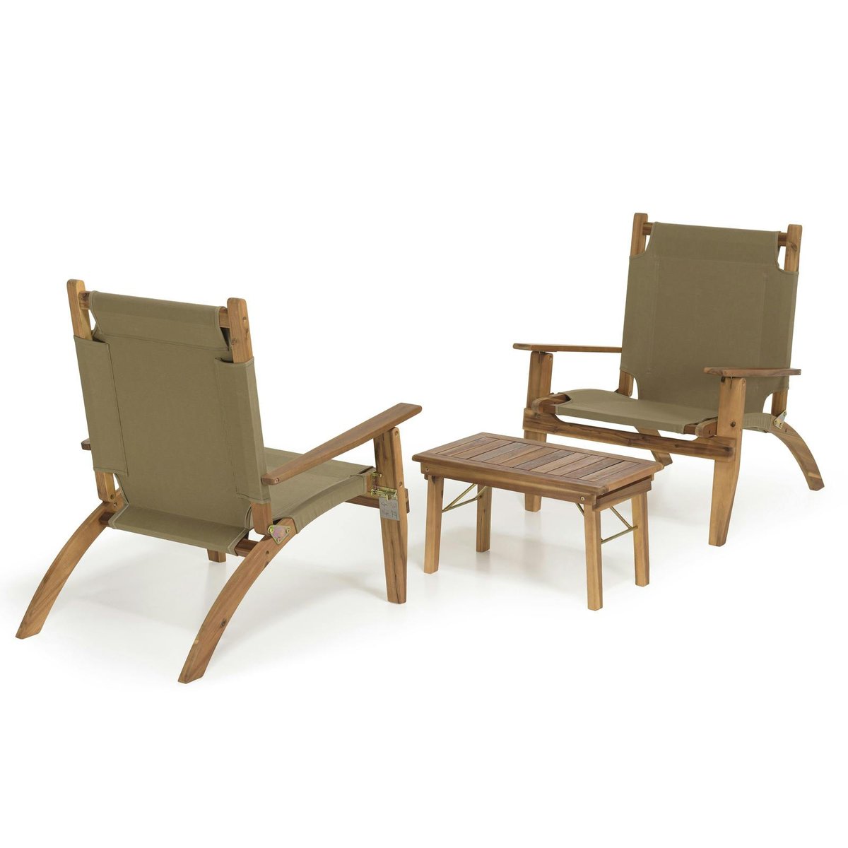 Salon de jardin pliant 2 places en bois d'acacia BAHIA bois naturel, PIER IMPORT