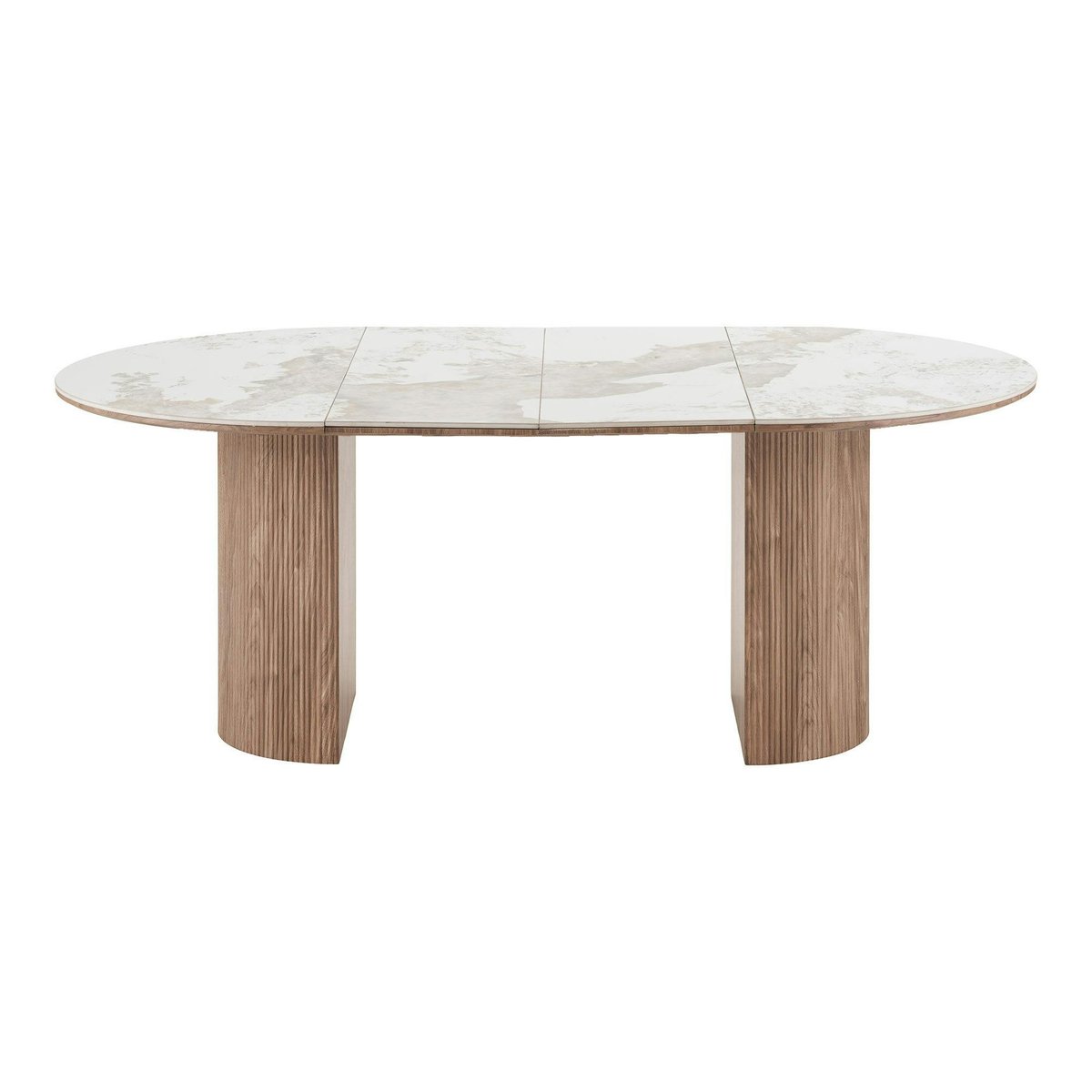 Table ronde extensible en céramique marbrée 120/160/200 cm PRATO blanc, PIER IMPORT