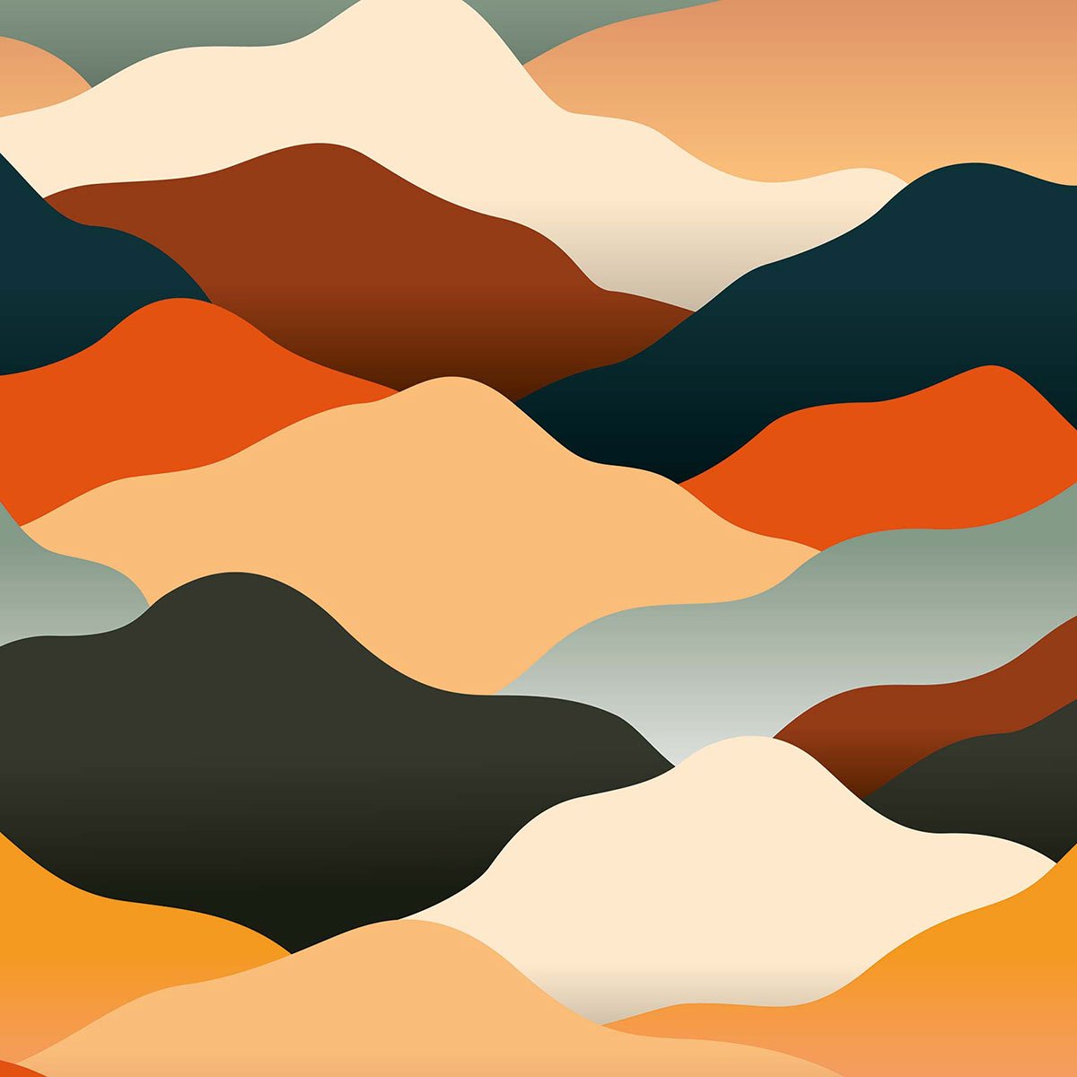 Papier peint panoramique, vintage cloudy orange, HEXOA