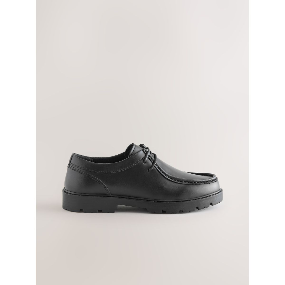 Chaussures à lacets en cuir avec plastron noir, NEXT