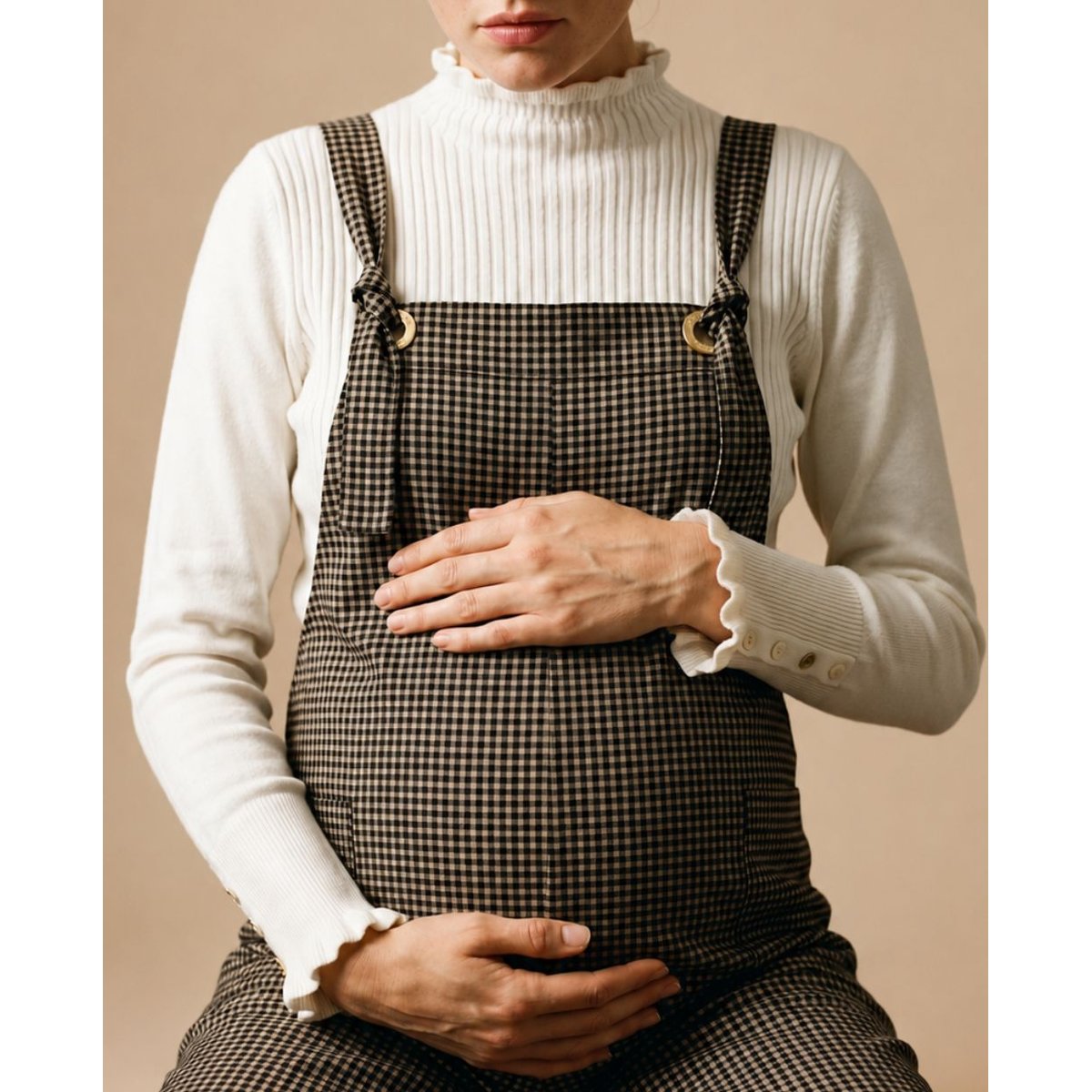 Salopette de grossesse et d'allaitement Mae noir/beige, CACHE COEUR