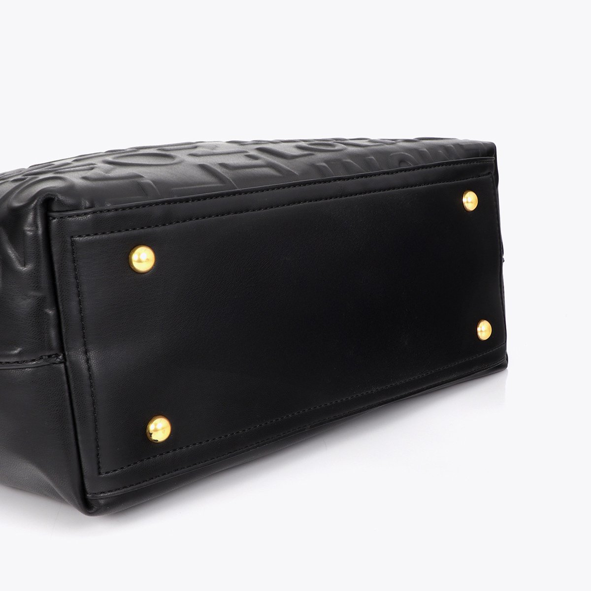 Cabas à logo embossé en simili cuir noir, LOLA CASADEMUNT