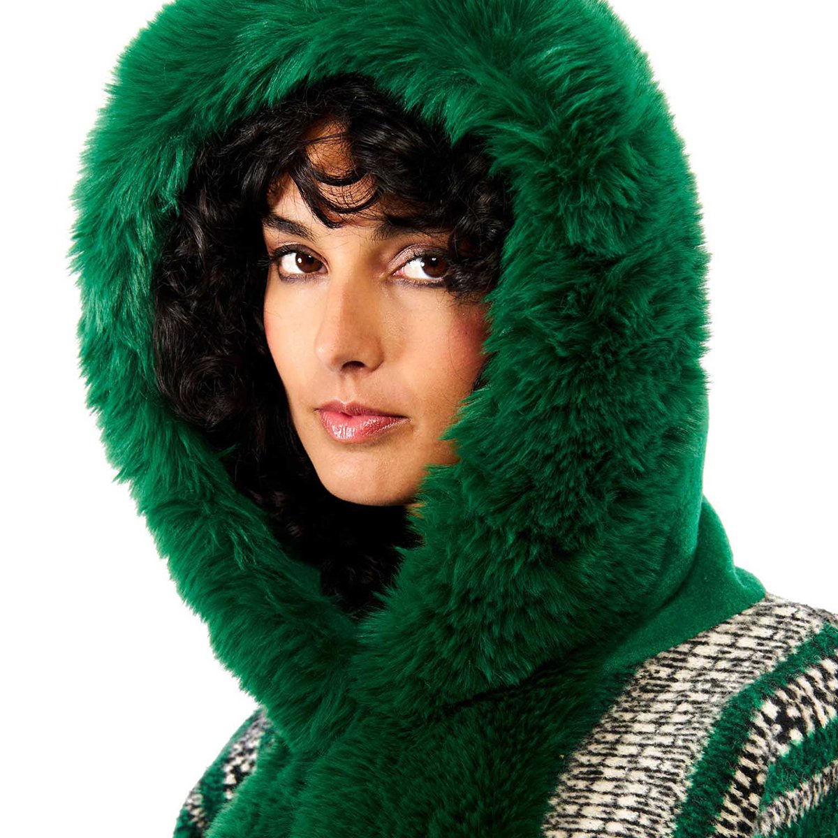 Poncho fourré à motifs FELIPE vert, WILD